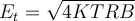 E_t &= \sqrt{4KTRB} E_t &= \sqrt{4KTRB}